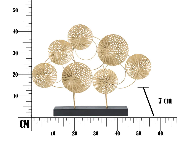 Scultura Panel 56x7x43 cm in Ferro Oro e Nero