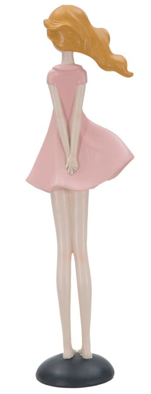 Statuetta Dolly 12x9x40,5 cm in Resina Rosa