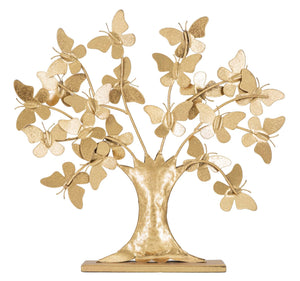 Albero della Vita con Farfalle Glam 31x8x30 cm in Ferro Oro