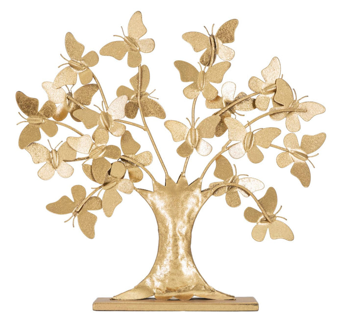 Albero della Vita con Farfalle Glam 31x8x30 cm in Ferro Oro