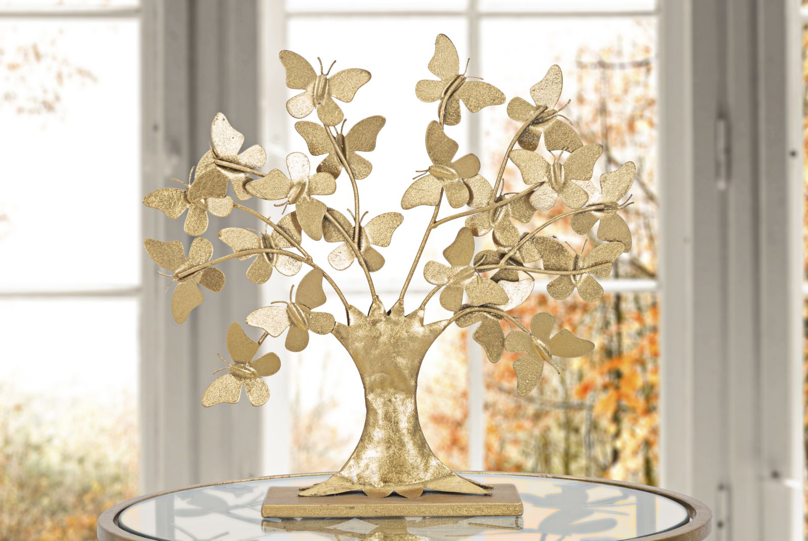 Albero della Vita con Farfalle Glam 31x8x30 cm in Ferro Oro