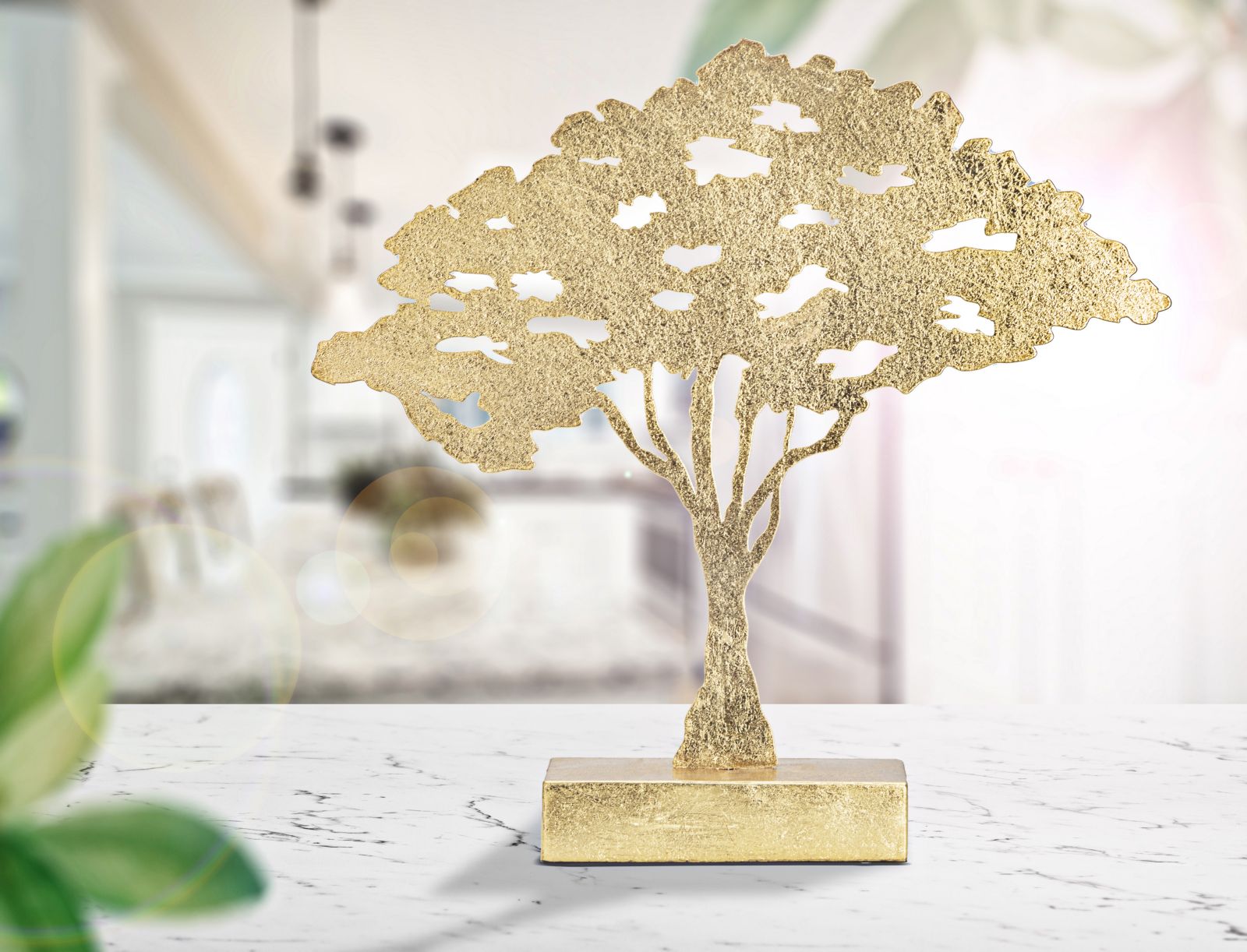 Scultura Leaf Tree Plan 43,5x8x41,5 cm in Ferro Oro