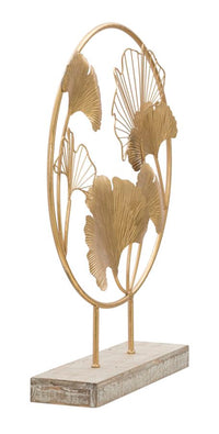 Scultura Little Leaf 50x12,5x64 cm in Ferro e MDF Oro