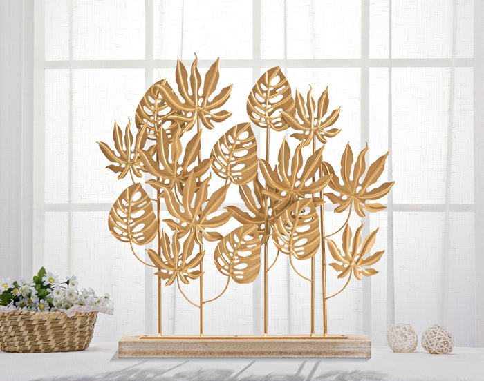 Scultura Palm 56x10x57,5 cm in Ferro e MDF Oro