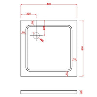 Piatto Doccia 80x80x5 cm Quadrato Abs mod. Selene