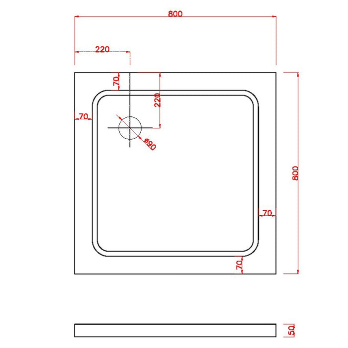 Piatto Doccia 80x80x5 cm Quadrato Abs mod. Selene