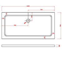 Piatto Doccia 70x140x5 cm Rettangolare Abs mod. Selene