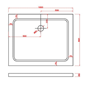 Piatto Doccia 80x100x5 cm Rettangolare Abs mod. Selene