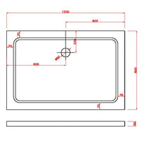 Piatto Doccia 80x120x5 cm Rettangolare Abs mod. Selene