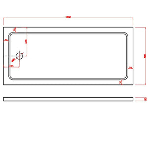 Piatto Doccia 80x180x5 cm Rettangolare Abs mod. Selene