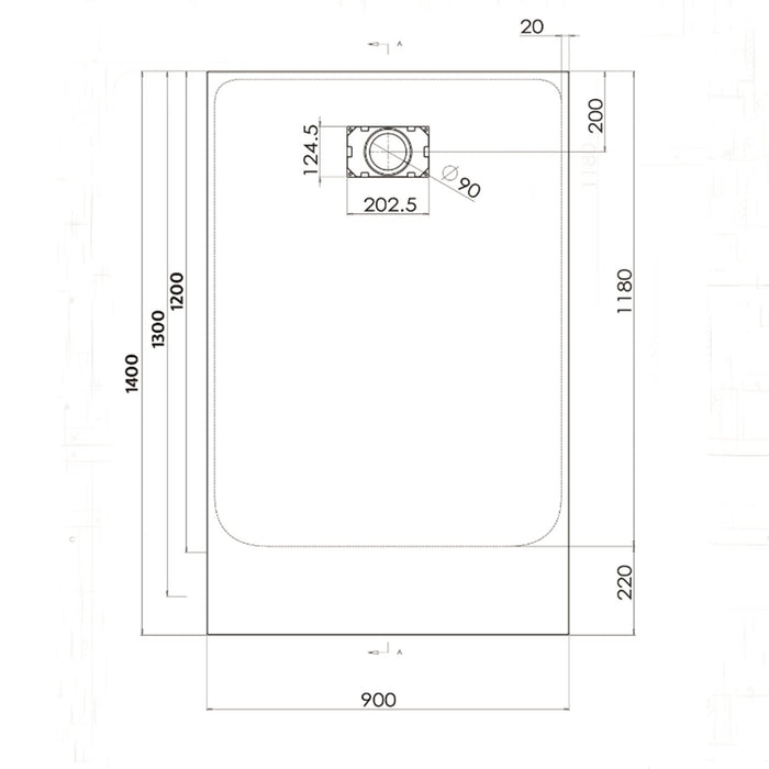 Piatto Doccia 90x140x2 6 cm Bianco Effetto Pietra mod. Strong