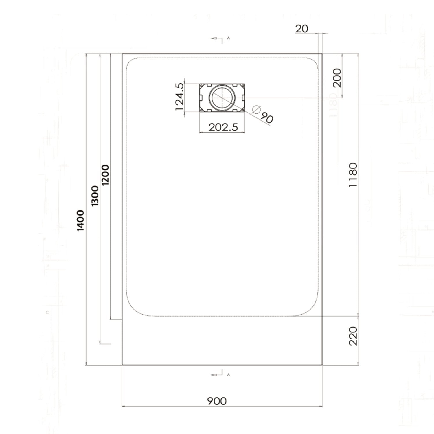 Piatto Doccia 90x120x2 6 cm Antracite Effetto Pietra mod. Strong