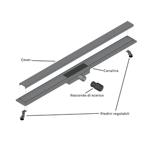 Canalina di scarico in Acciaio Inox 100x 7 CM a pavimento regolabile mod. Style