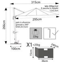 Ombrellone da giardino 2 5X2 5 con telo in poliestere Ecrù palo Tortora antivento mod. Mercurio