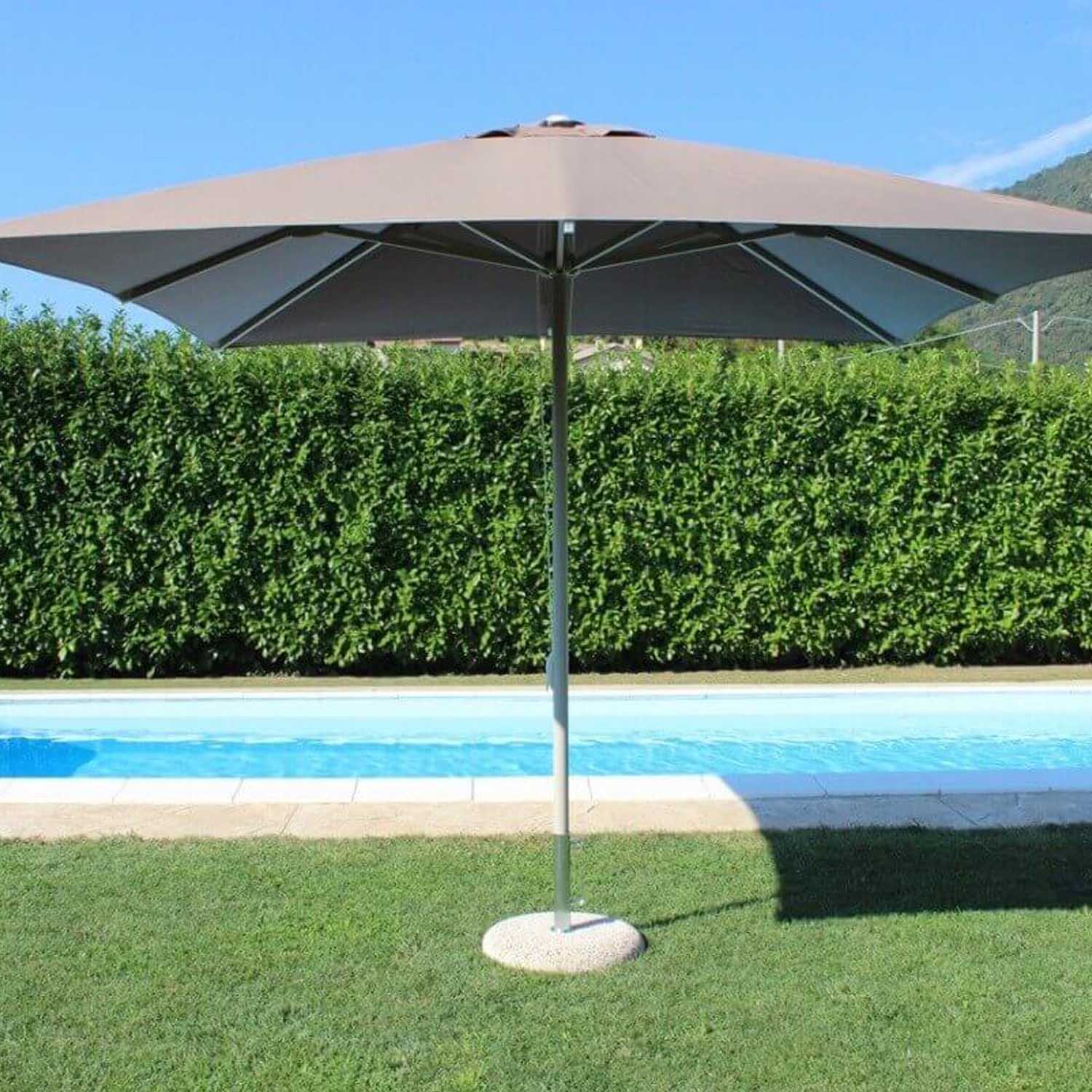 Ombrellone da giardino 3x4 con telo in poliestere Taupe palo Tortora antivento mod. Brian