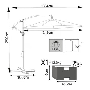 Ombrellone da giardino 2 5x2 5 con telo in poliestere Ecru palo Antracite antivento mod. Almeria