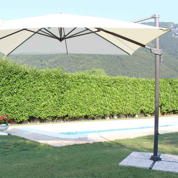 Ombrellone da giardino 2x3 con telo in poliestere Ecru palo Nero antivento mod. Newton