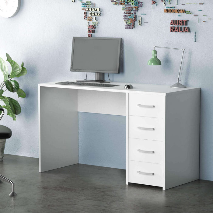 Scrivania porta PC con cassettiera di forma Rettangolare di colore Bianco mod. Topaz