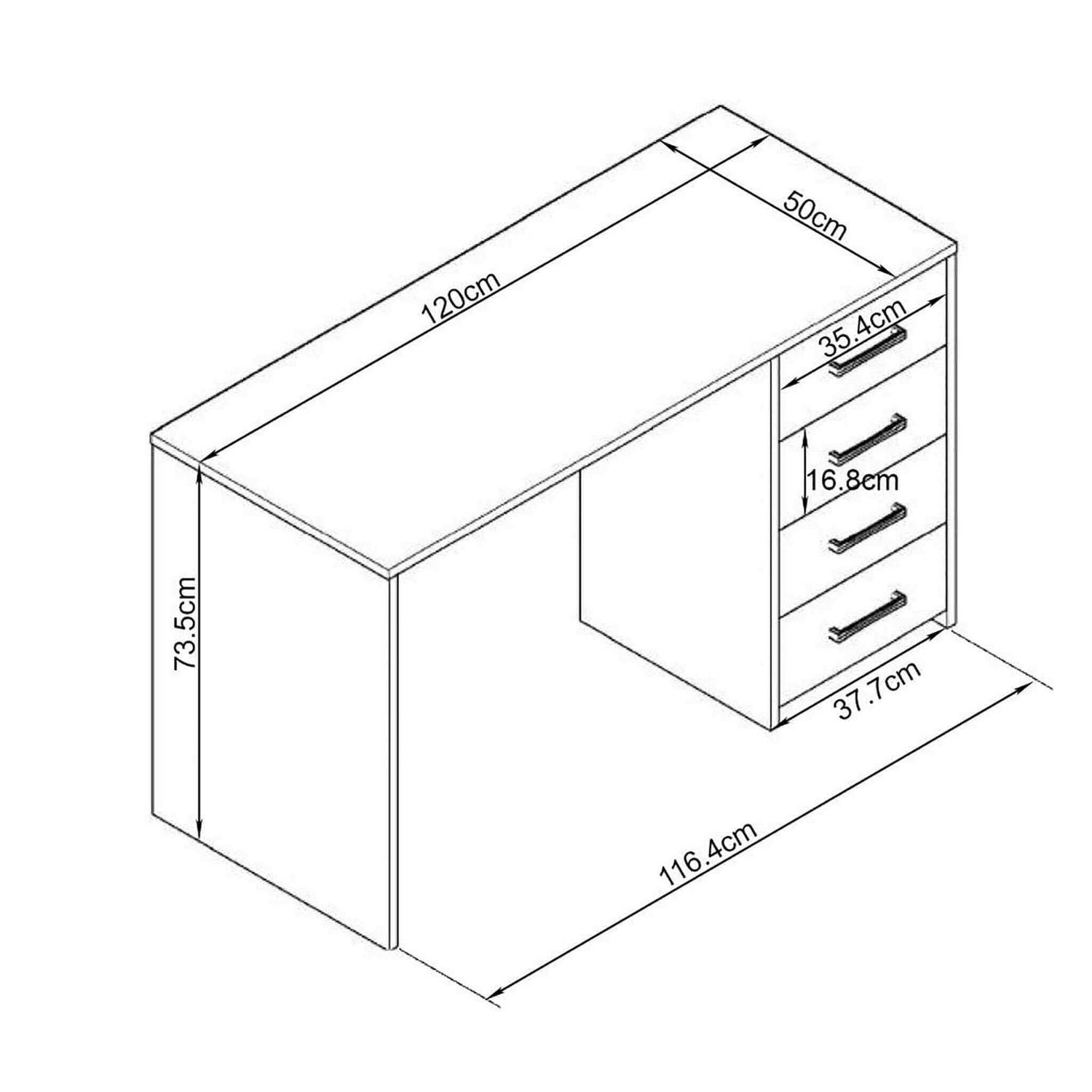 Scrivania porta PC con cassettiera di forma Rettangolare di colore Bianco mod. Topaz