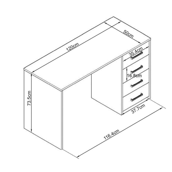 Scrivania porta PC con cassettiera di forma Rettangolare di colore Bianco mod. Topaz