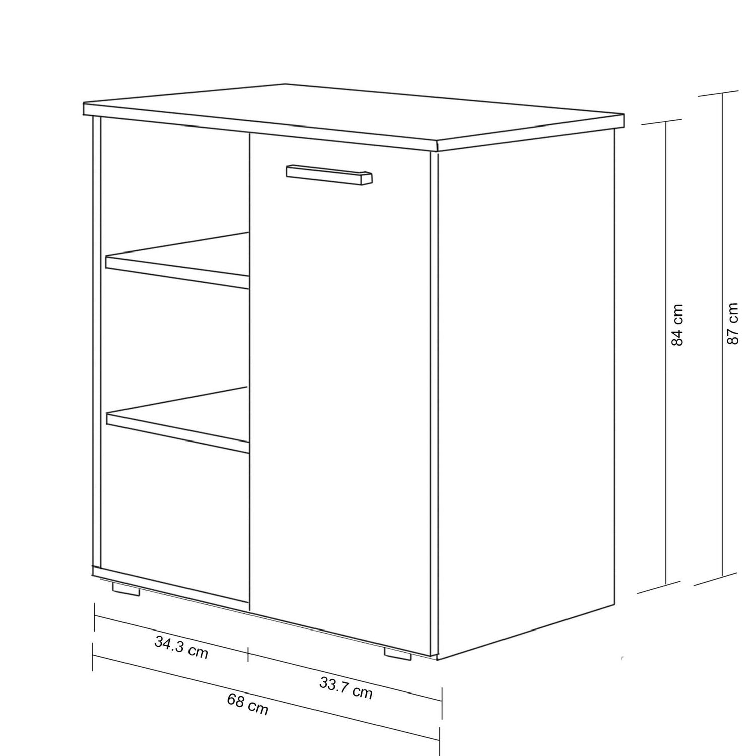 Mobiletto ingresso con 1 anta e 3 mensole di colore Rovere chiaro e Antracite mod. Mark