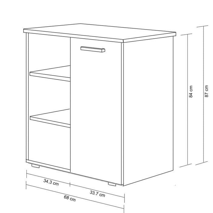 Mobiletto ingresso con 1 anta e 3 mensole di colore Rovere chiaro e Antracite mod. Mark