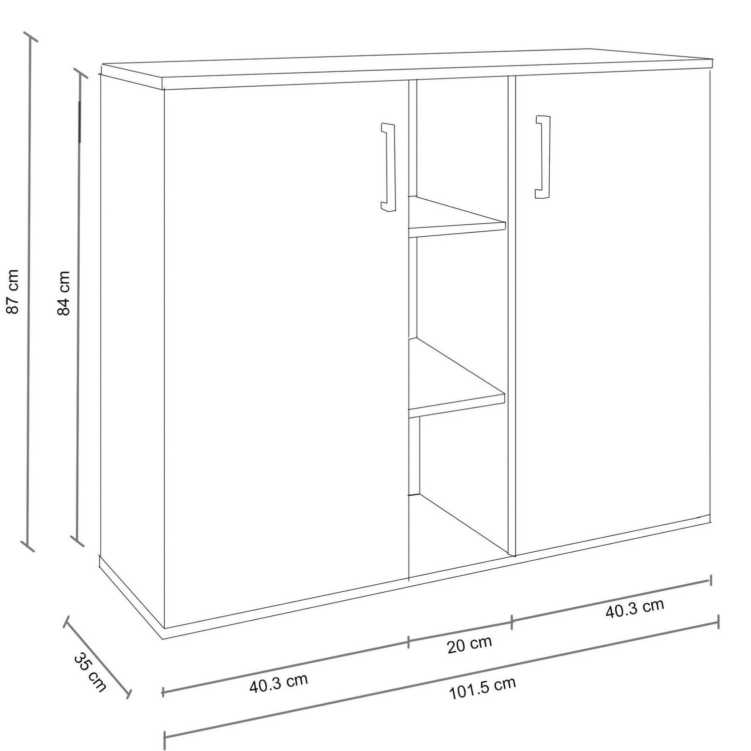 Mobile ingresso con 2 ante e 3 mensole di colore Rovere chiaro e Antracite mod. Franck