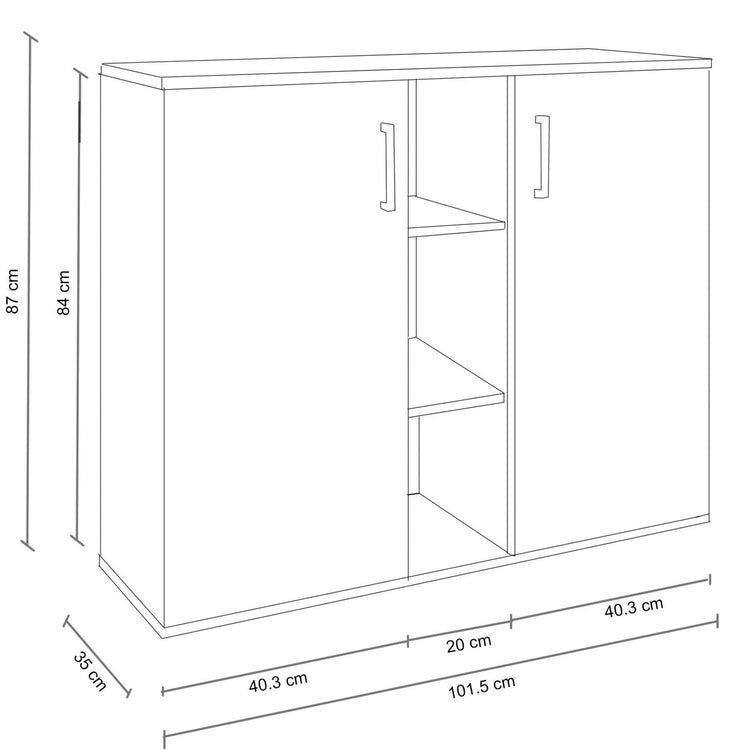 Mobile ingresso con 2 ante e 3 mensole di colore Rovere chiaro e Antracite mod. Franck