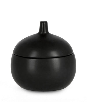 Candela con Coperchio Ø14x14 cm in Ceramina Canister Nero