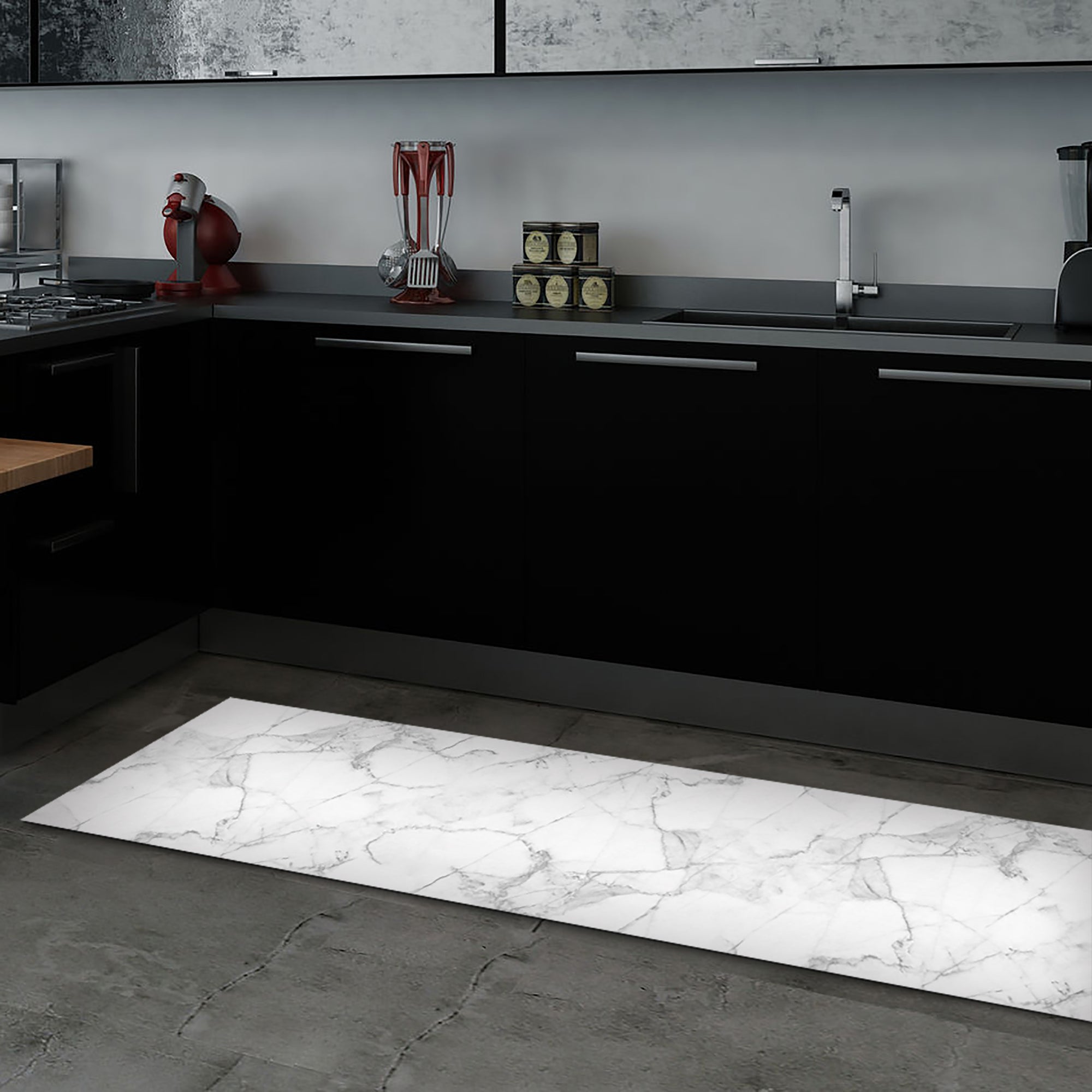 Passatoia da cucina antiscivolo White Marble 50x300 cm