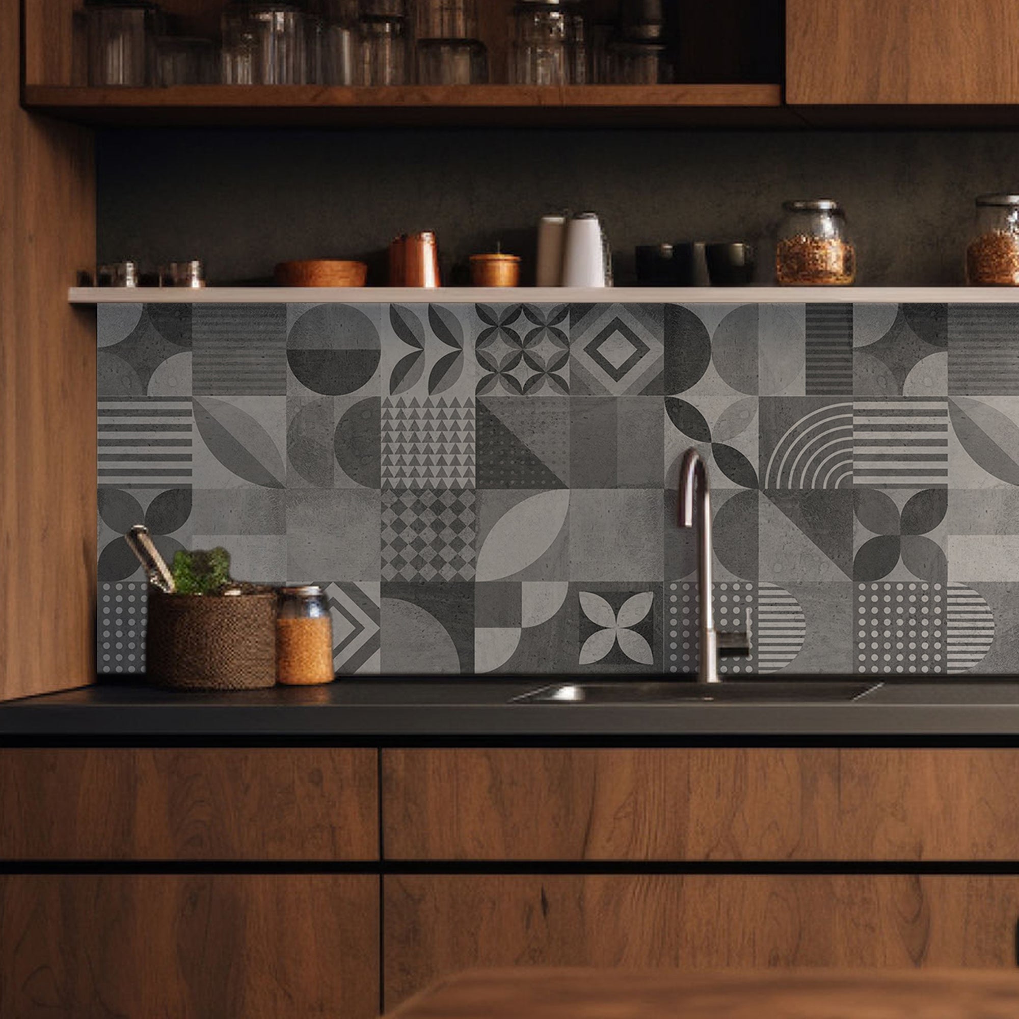 Paraschizzi Adesivo Slate Geometric Tiles 190x60 cm