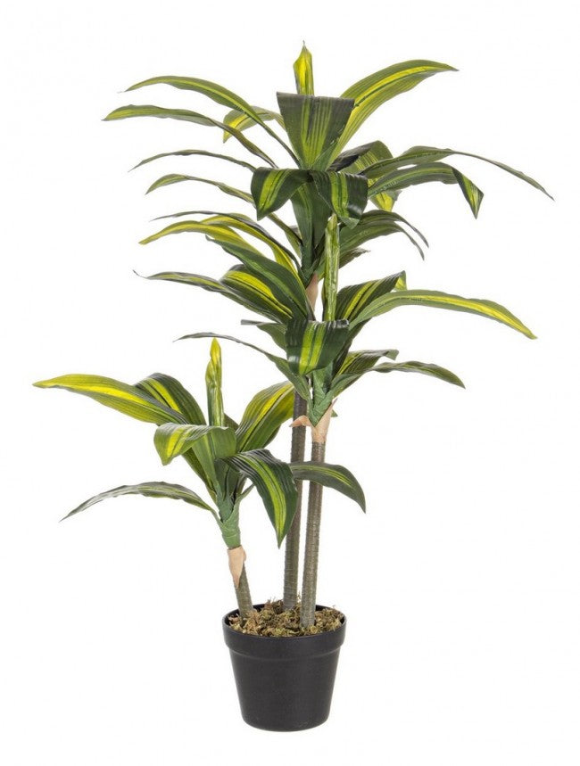 Pianta Artificiale Dracaena 88 h in Plastica con Vaso Verde