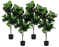 Set 4 Piante Artificiali con Vaso 55x45x120 cm Ficus Lyrata in Plastica