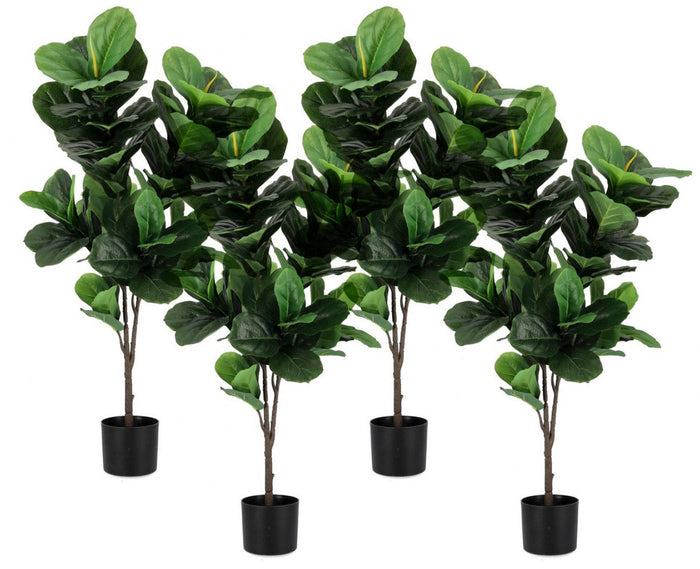 Set 4 Piante Artificiali con Vaso 55x45x120 cm Ficus Lyrata in Plastica