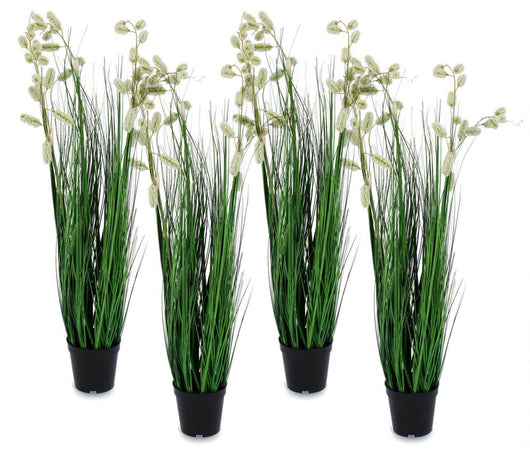 Set 4 Piante Artificiali con Vaso ⌀ 70x100 cm Grevillea in Plastica Bianco