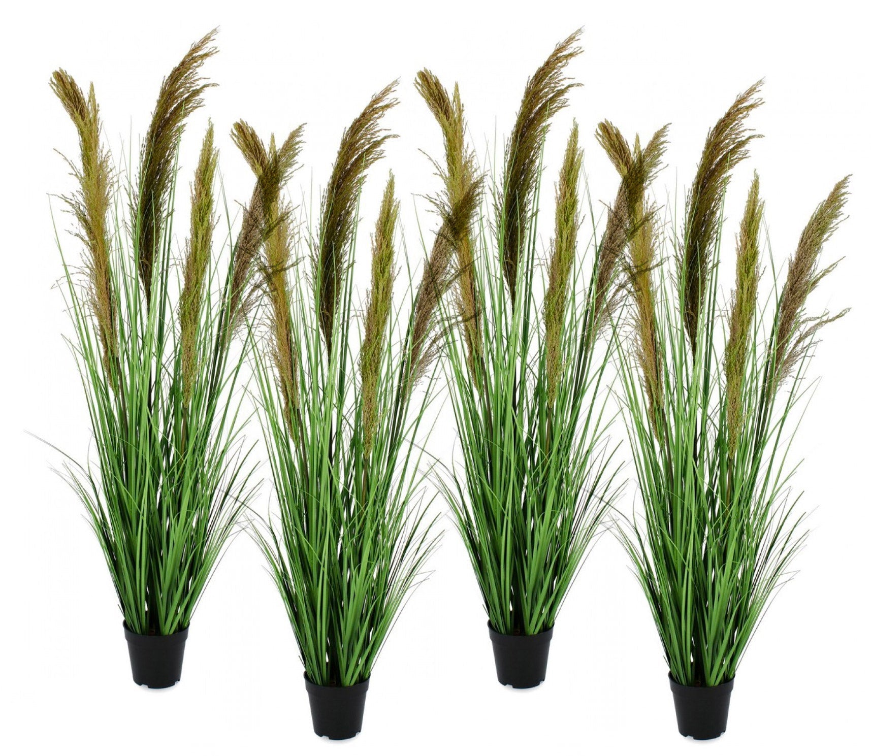 Set 4 Piante Artificiali con Vaso ⌀ 70x145 cm Pampas in Plastica Verde Marrone