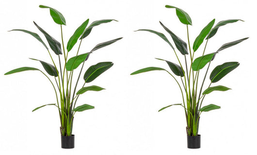 Pianta Artificiale Strelitzia 120x100x235 cm in Plastica con Vaso Verde