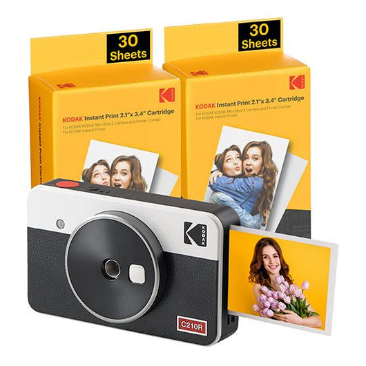 Kodak mini shot 2 retro c210rw portable wireless camera and photo bundle 2.1x3.4 white - 0192143002635