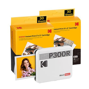 Kodak mini 3 retro p300ry60 portable instant photo printer bundle 3x3 yellow - 0192143003373