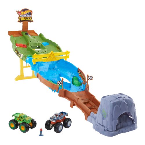 Hot wheels monster trucks torneo dei titani playset con monster truck bigfoot e gunkster per sfide testa a testa giocattolo per bambini 4+ anni - HGV12