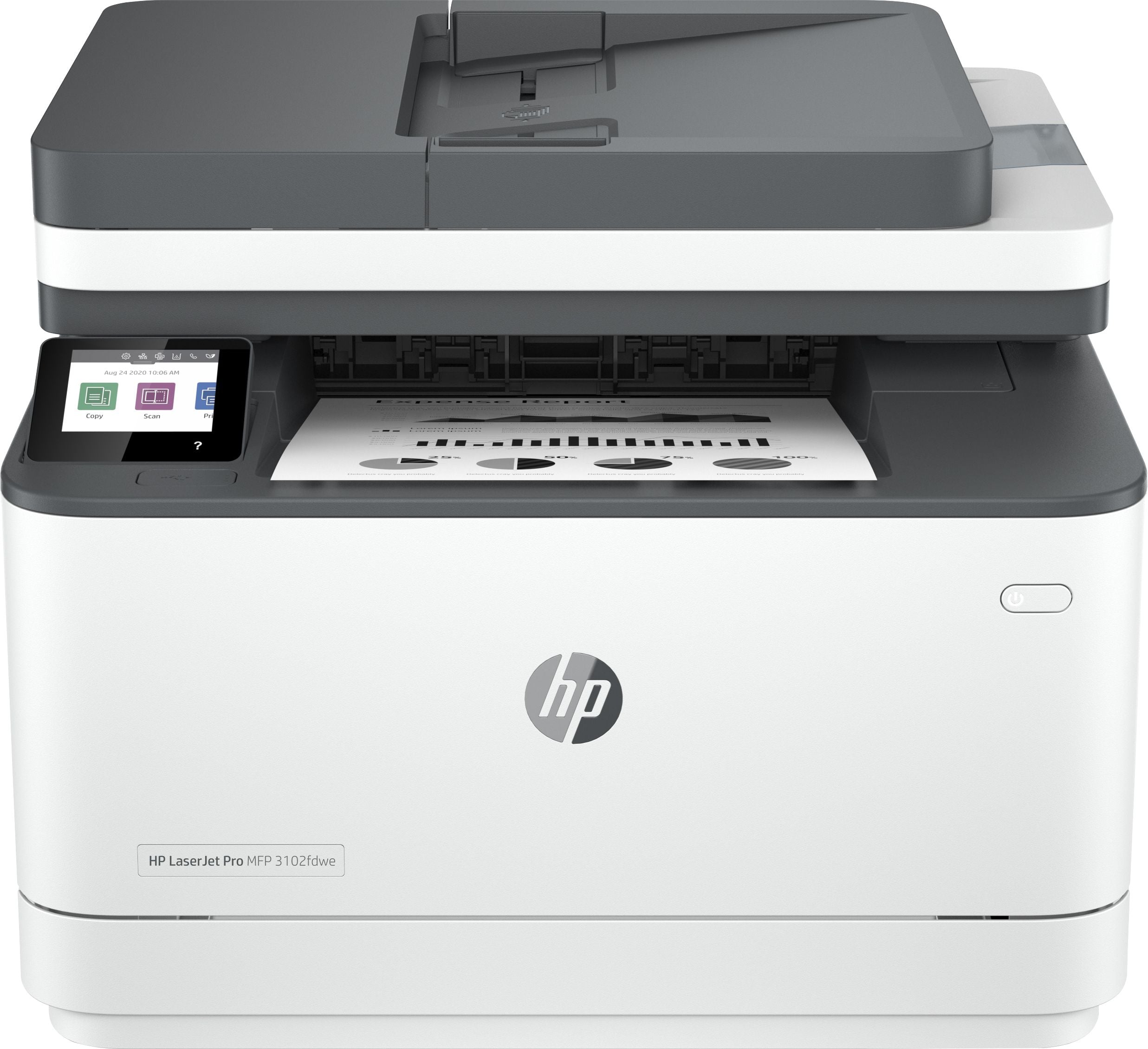 Hp laserjet pro stampante multifunzione 3102fdwe, bianco e nero, stampante per piccole e medie imprese, stampa, copia, scansione, fax, alimentatore automatico di documenti stampa fronte/retro porta unità flash usb anteriore touchscreen - 3G630E#B19