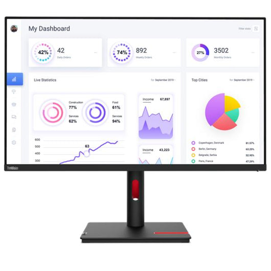 Lenovo thinkvision t32p-30 led display 80 cm (31.5") 3840 x 2160 pixel 4k ultra hd nero - 63D2GAT1EU