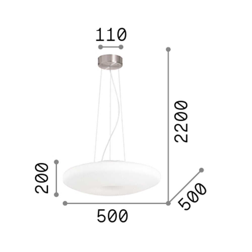 Sospensione Moderna Glory Vetro Bianco 3 Luci E27 D50Cm