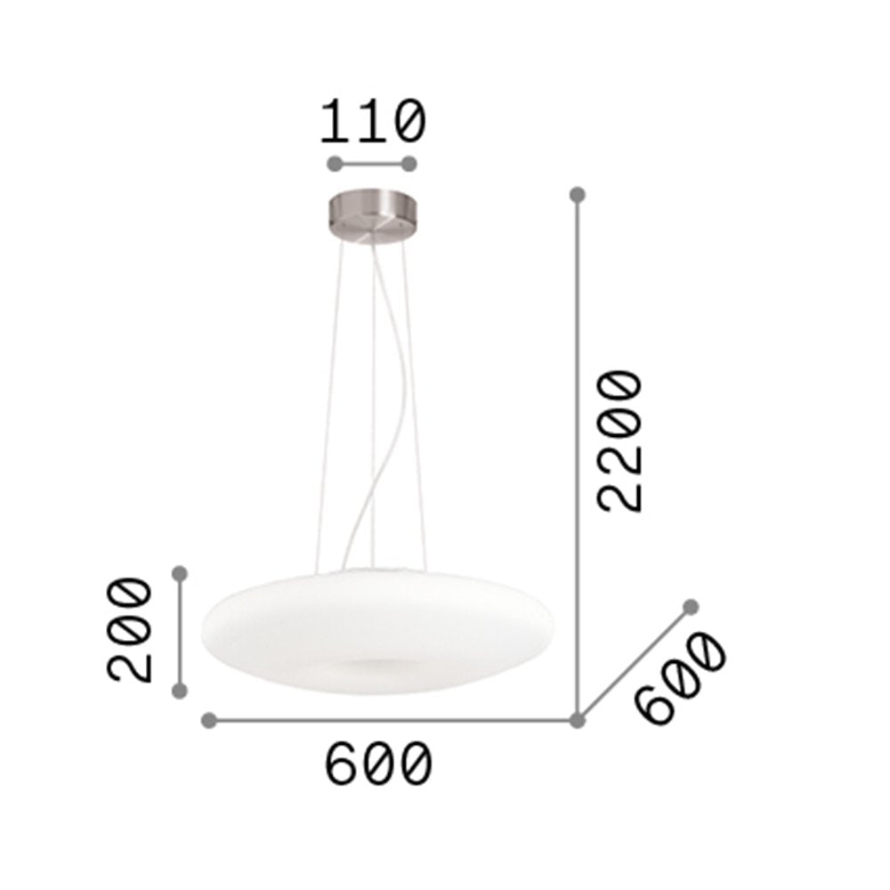 Sospensione Moderna Glory Vetro Bianco 5 Luci E27 D60