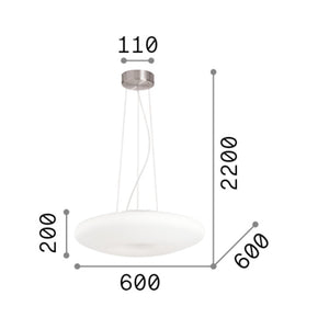 Sospensione Moderna Glory Vetro Bianco 5 Luci E27 D60