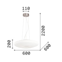 Sospensione Moderna Glory Vetro Bianco 5 Luci E27 D60