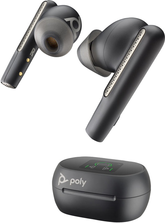 Poly auricolari nerofumo voyager free 60+m uc + adattatore bt700 usb-c + custodia per ricarica con touchscreen - 7Y8H0AA