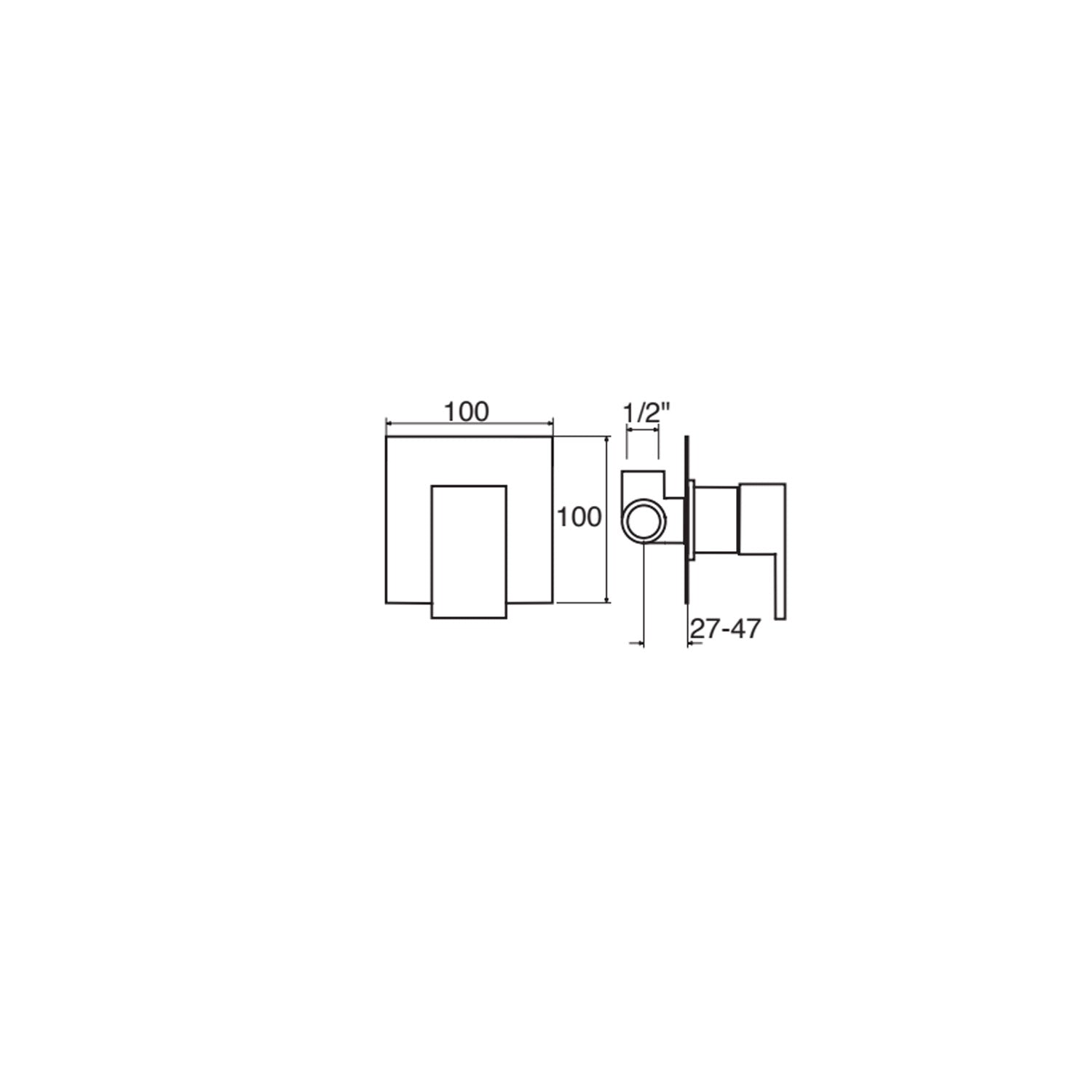 Monocomando incasso doccia in ottone cromato della serie Square Keller taps