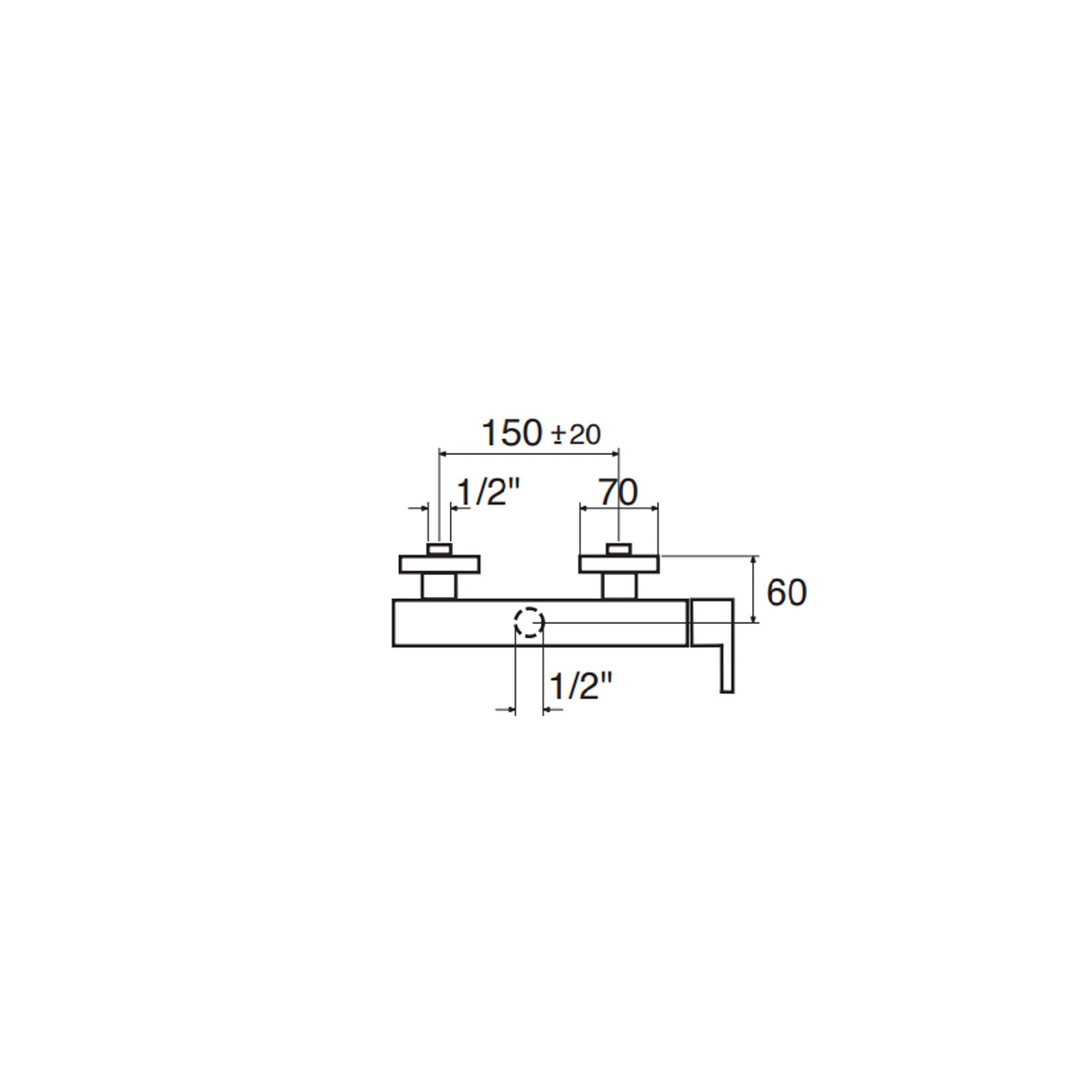 Miscelatore esterno doccia in ottone cromato senza kit doccia serie Square Keller Taps