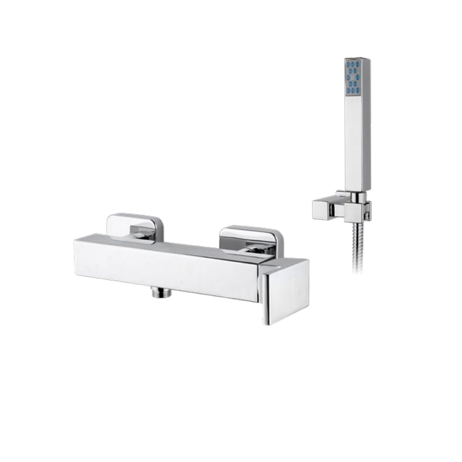 Miscelatore esterno doccia in ottone cromato con kit doccia serie Square Keller Taps